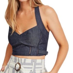 Free People Womens Tightly Bound Denim Halter Bral